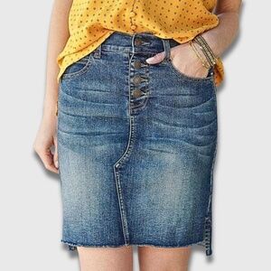 Grace and Lace Denim Skirt Large Super Stretch Dark Midwash